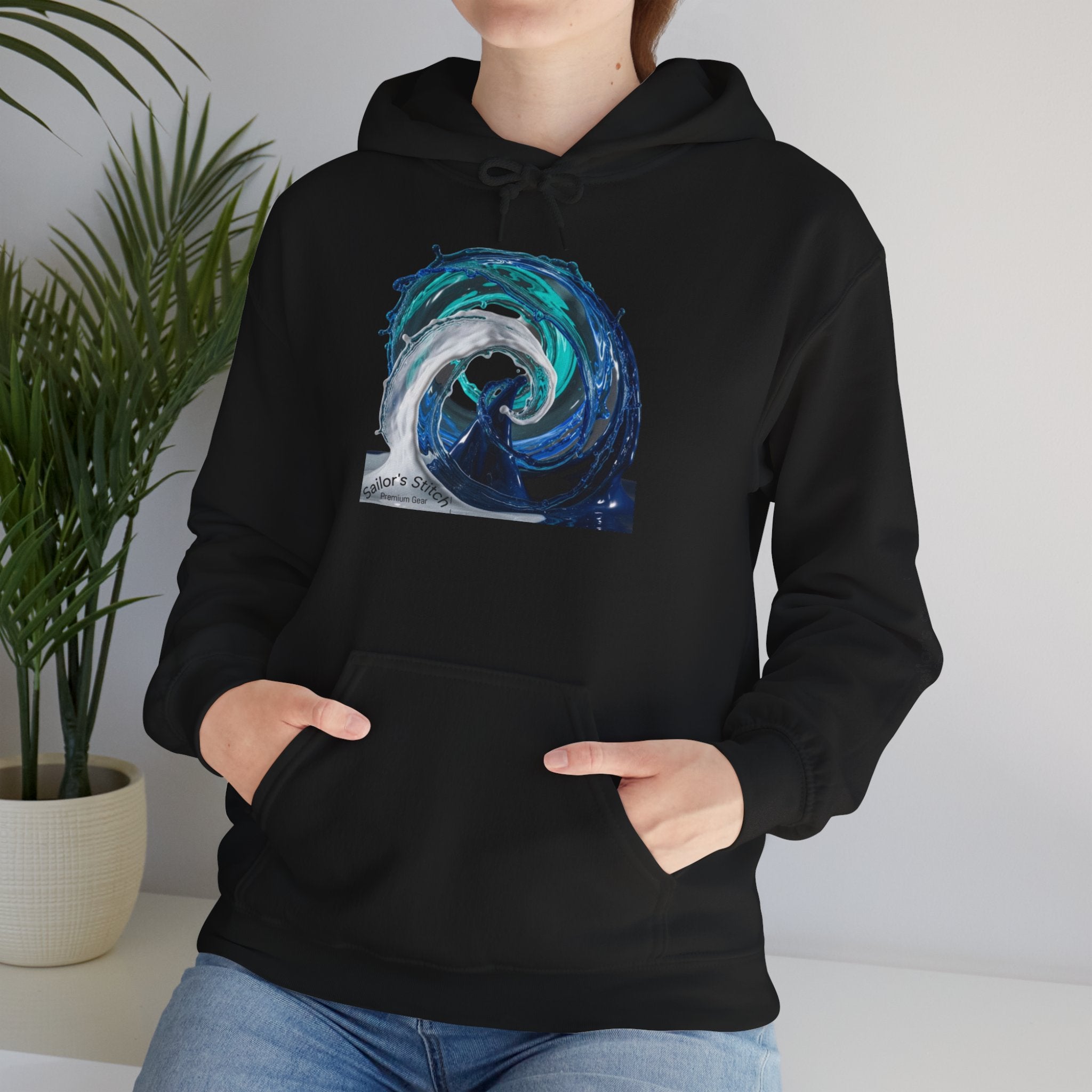 Wave Design Sailor’s Stitch Unisex Hoodie / Sweatshirt, Custom name option, Boat wear, Nautical apparel