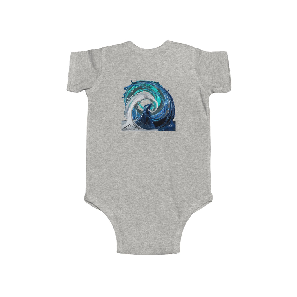 Wave Art Baby Suit Infant Bodysuit - Custom Name Option - Nautical Baby Outfit, Sailor Baby Costume, Baby Shower Gift, Newborn Romper, Baby Boy Sailor Clothing, nautical apparel