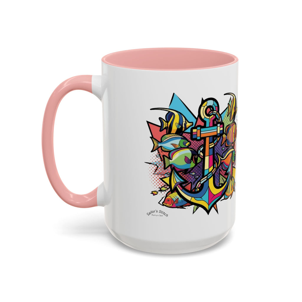 Pop Art Anchor Sailing Mug, Nautical Coffee Cup, Ocean Lover Gift, Sailboat Tea Mug, Maritime Kitchen Decor, Sailor Mugs, Beach Theme Cup, Galley accessories