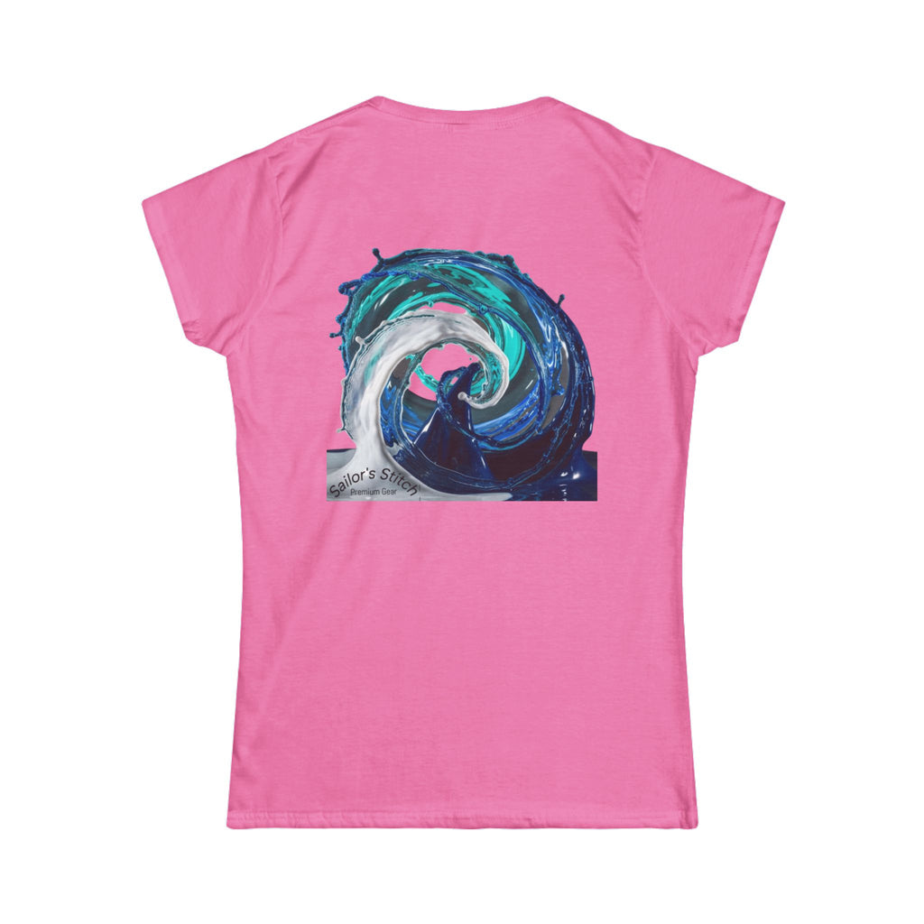 Women's Softstyle Sailing Wave Tee, Custom name option, Nautical Gift, Boat crew wear, Sailing apparel