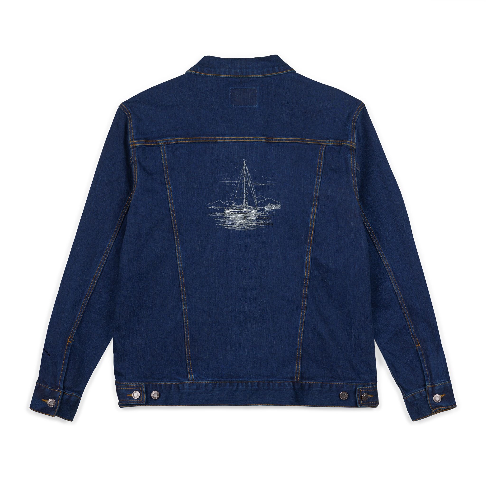 Sailors Yacht Unisex Embroidered Denim Jacket, Casual Outerwear, Summer Layering, Perfect for Festivals, Unique Gift Idea, Nautical apparel