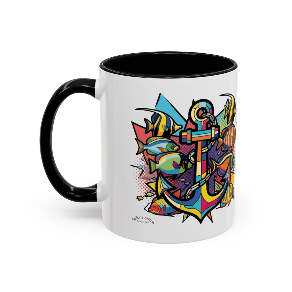 Pop Art Anchor Sailing Mug, Nautical Coffee Cup, Ocean Lover Gift, Sailboat Tea Mug, Maritime Kitchen Decor, Sailor Mugs, Beach Theme Cup, Galley accessories