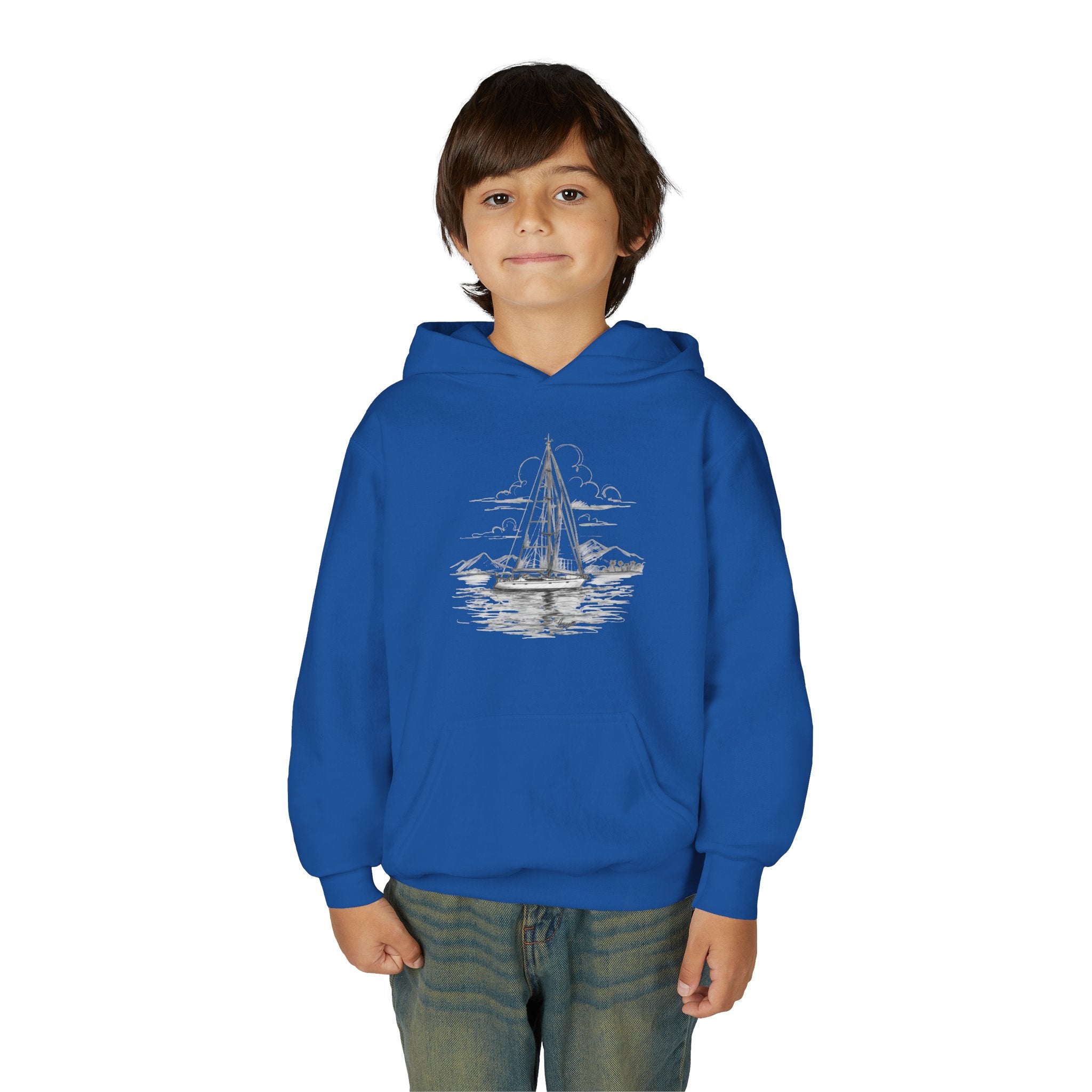 Junior Sailing Heavy Blend Hoodie - Nautical Sweatshirt for Ocean Lovers, Sailors, Youth Sea Enthusiasts - Boat Adventure Jumper, Maritime Pullover, Kids nautical apparel