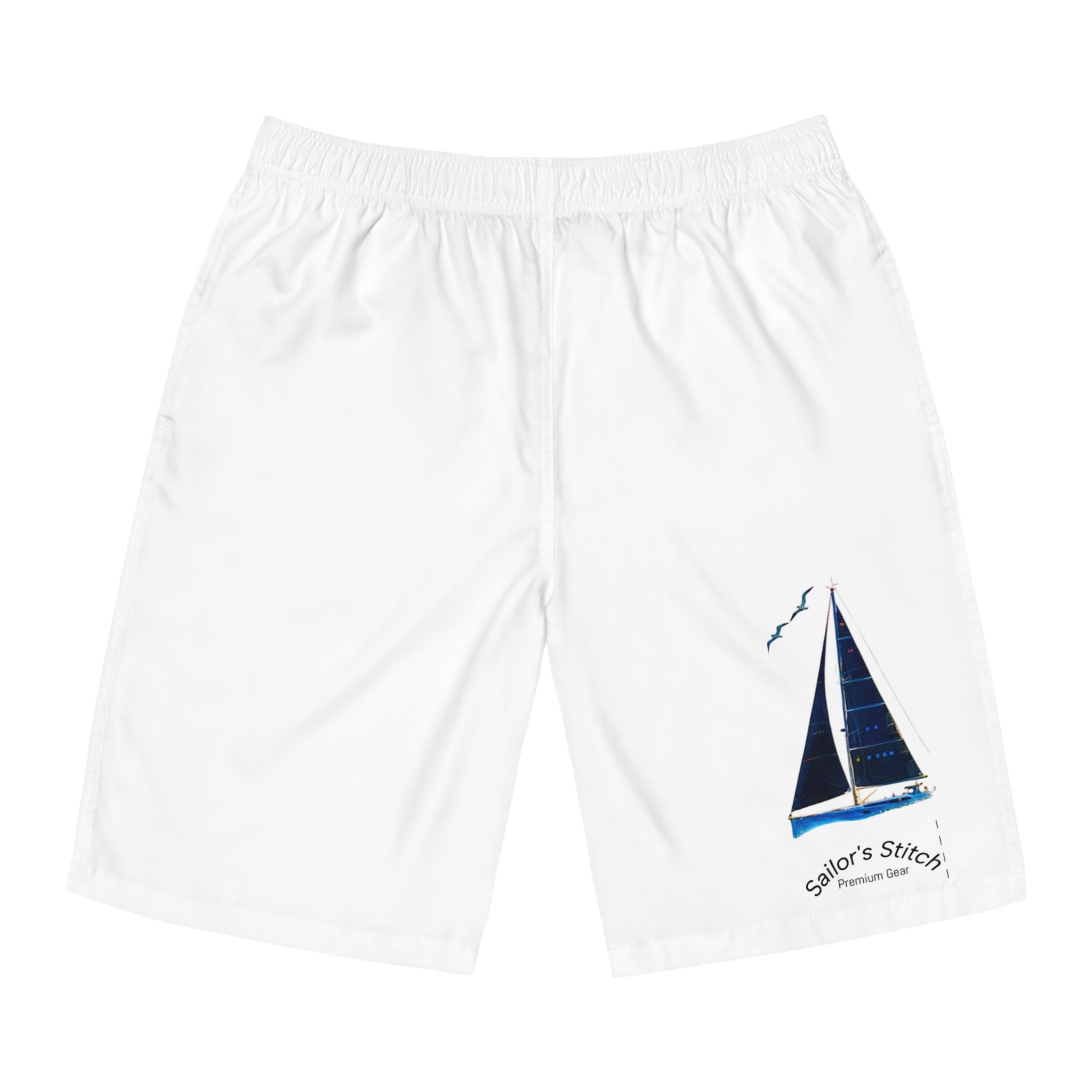 Nautical Men's Sailboat Yacht Board Shorts, Summer Swim Wear Trunks for Beach, Nautical Men's Swimwear, Vacation Essentials, Pool Party Gear, Sailing apparel