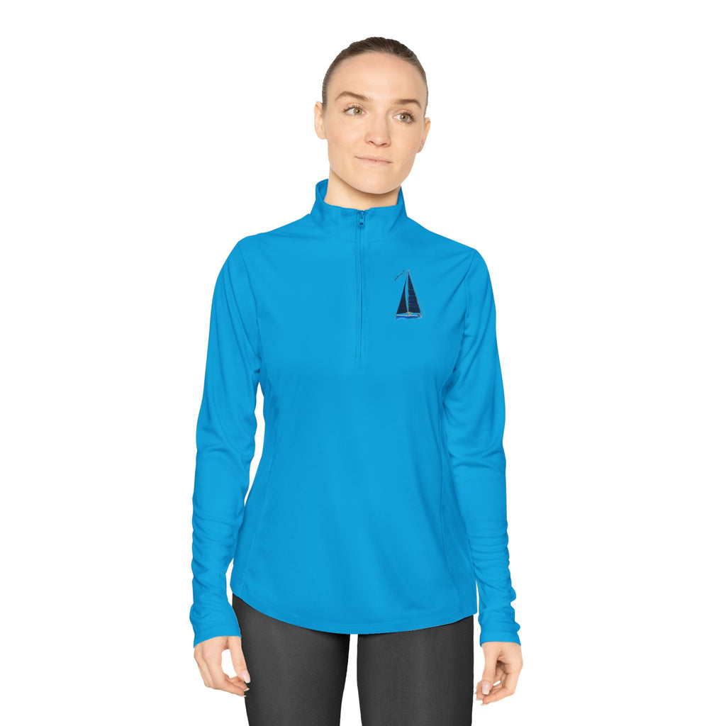 Sailing Wave Quarter-Zip Pullover, Casual Layering Top, Perfect for Sailing, Outdoor Adventures, Gift for Her, Stylish Activewear, Sailing apparel
