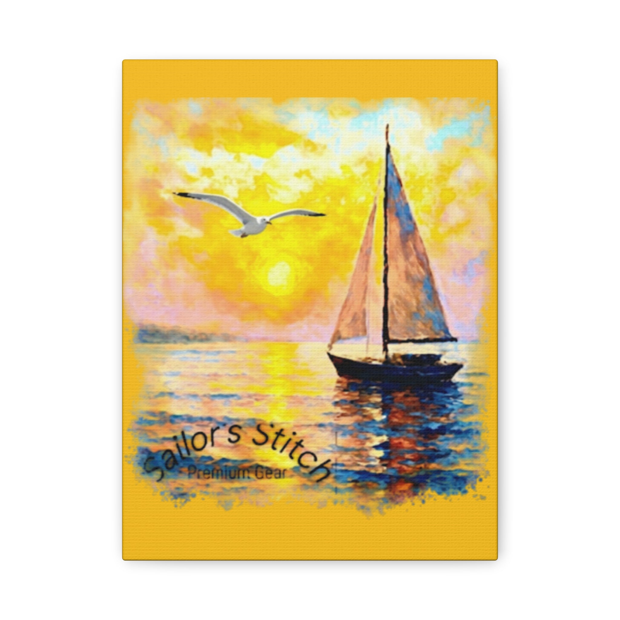 Canvas Wall Art - Sailors Stitch Yacht Design, Custom Name Option, Nautical Boat Decor Accessories, Nautical Gift