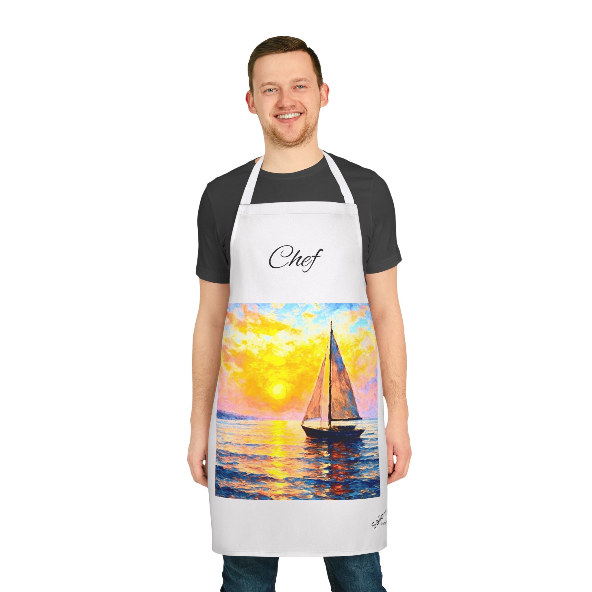 Ships Galley Apron, Cooking Enthusiast Gift, Beach BBQ Kitchen Decor, Chef Apron with Colorful Straps, Boat galley accessories