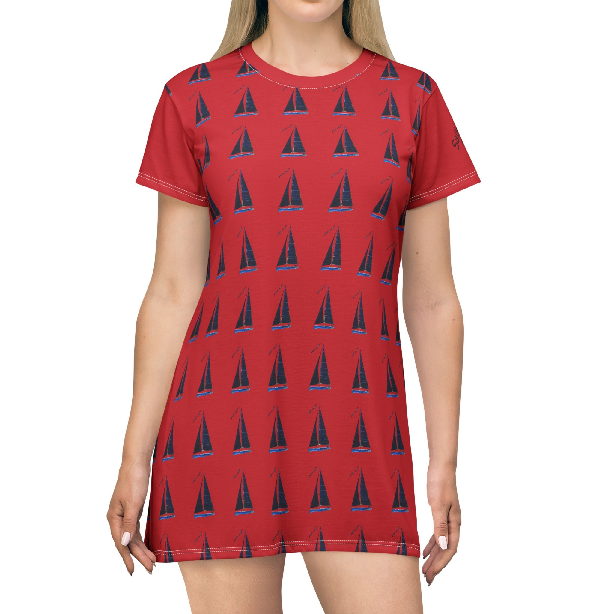 Yacht Sailor's Stitch T-Shirt Dress, Personalisable Custom Crew Wear, Nautical apparel, Boat Wear