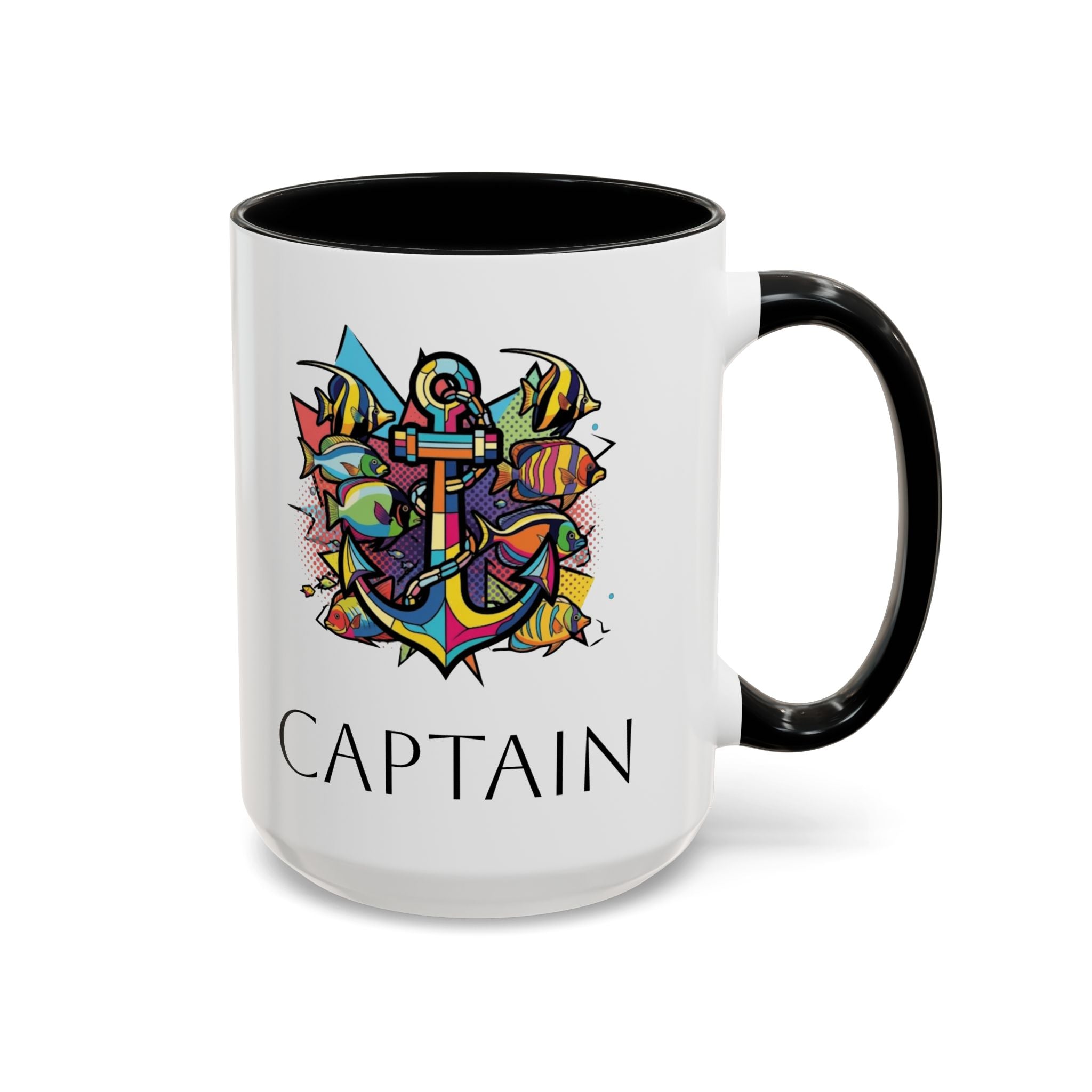Sailors Pop Art Anchor Captain Mug, Nautical Coffee Cup, Sea Lover Gift, Ship Captain Tea Mug, Coastal Decor Galley Accessories
