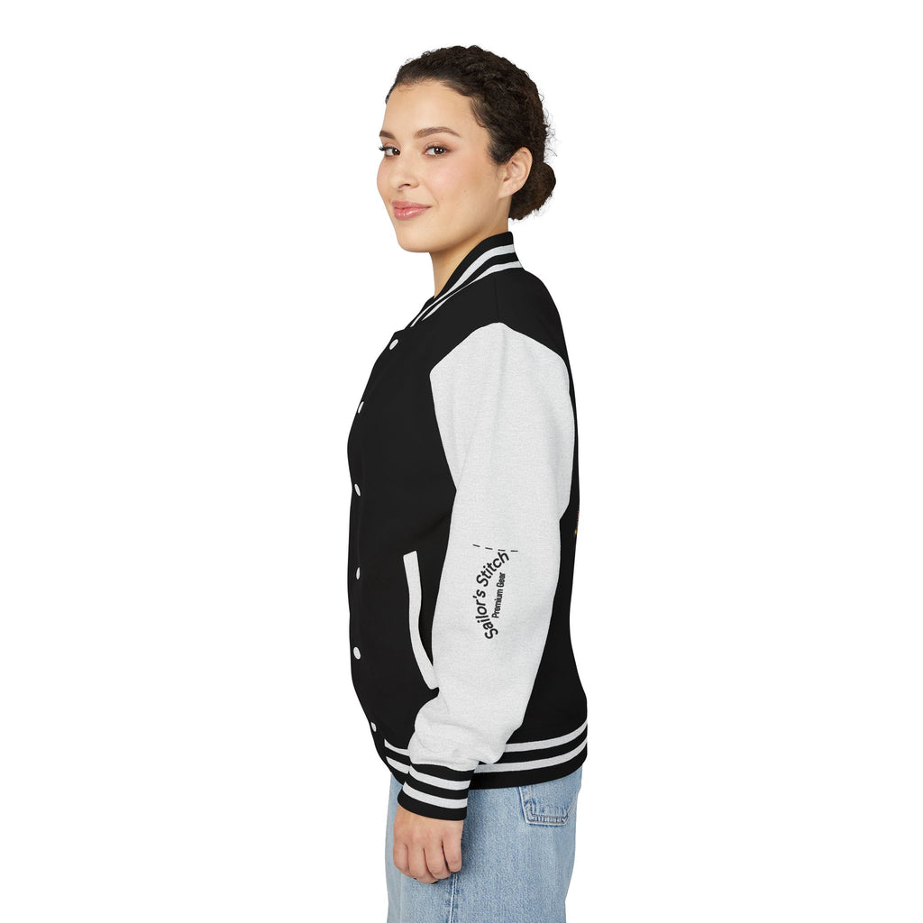 Jacket. Yacht Anchor Pop Art Sailors Stitch Outerwear, Unisex Heavyweight Letterman Jacket Retro, Nautical apparel, Sports Events, Casual Outings, and Gift Giving