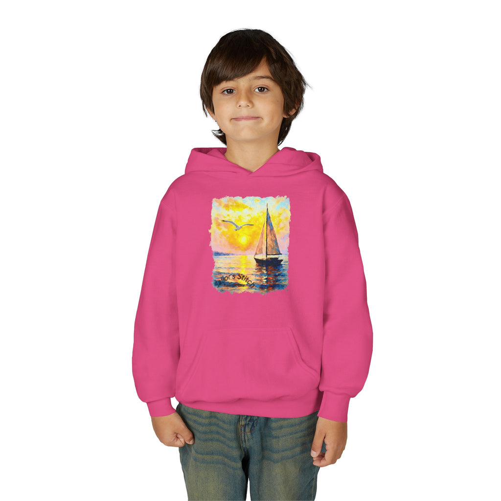 Youth Sailing Yacht, Double-sided print Sailing Heavy Blend Hoodie - Nautical Sweatshirt for Ocean Lovers, Sailors, Sea Enthusiasts - Boat Adventure Jumper, Maritime Pullover, Kids nautical apparel