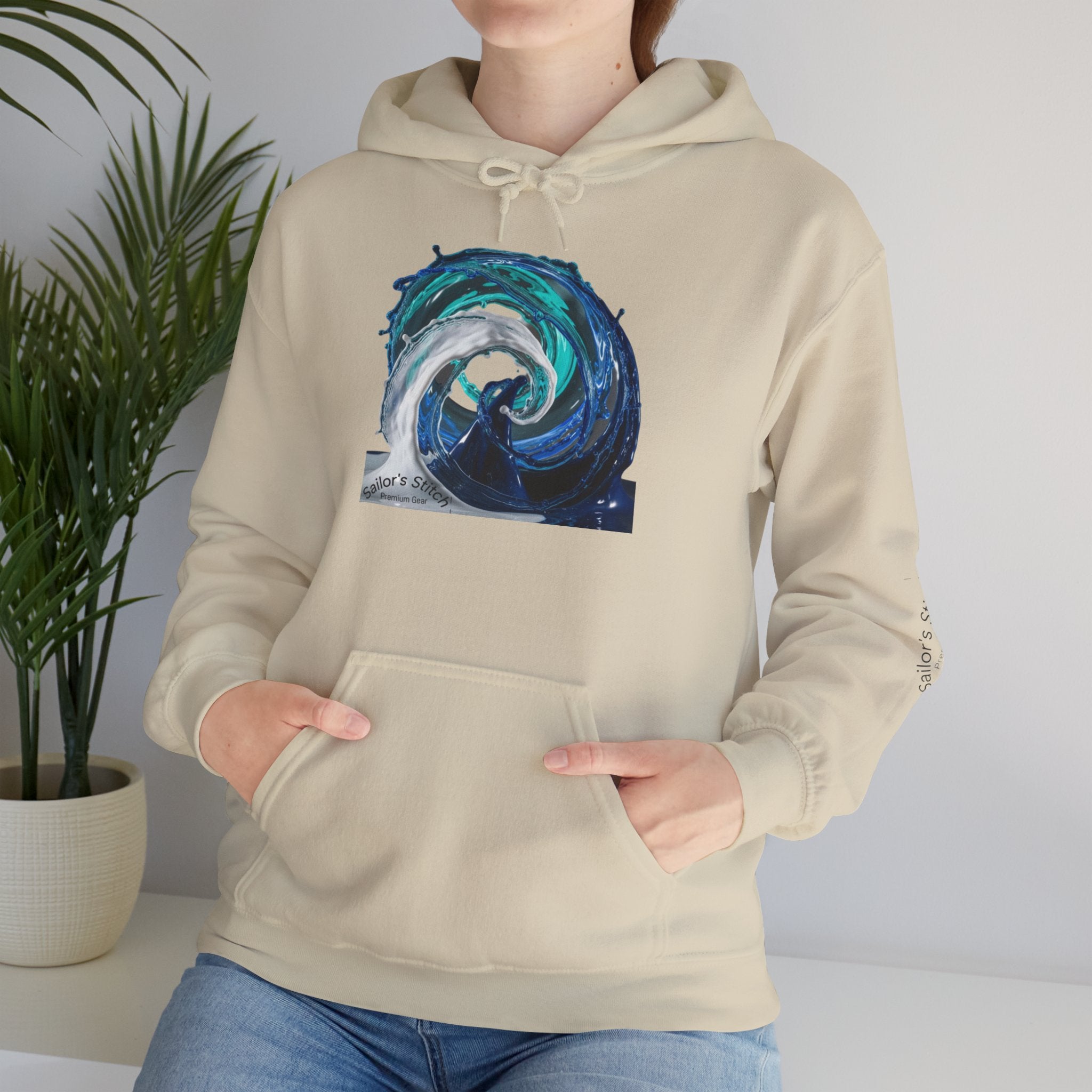 Wave Design Sailor’s Stitch Unisex Hoodie / Sweatshirt, Custom name option, Boat wear, Nautical apparel