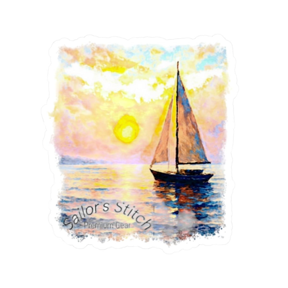 Personalisable Sailing Yacht Kiss-Cut Stickers | Ocean Vibe Decor | Laptop Decals, Nautical accessories, Watercolor Art, Boho Style