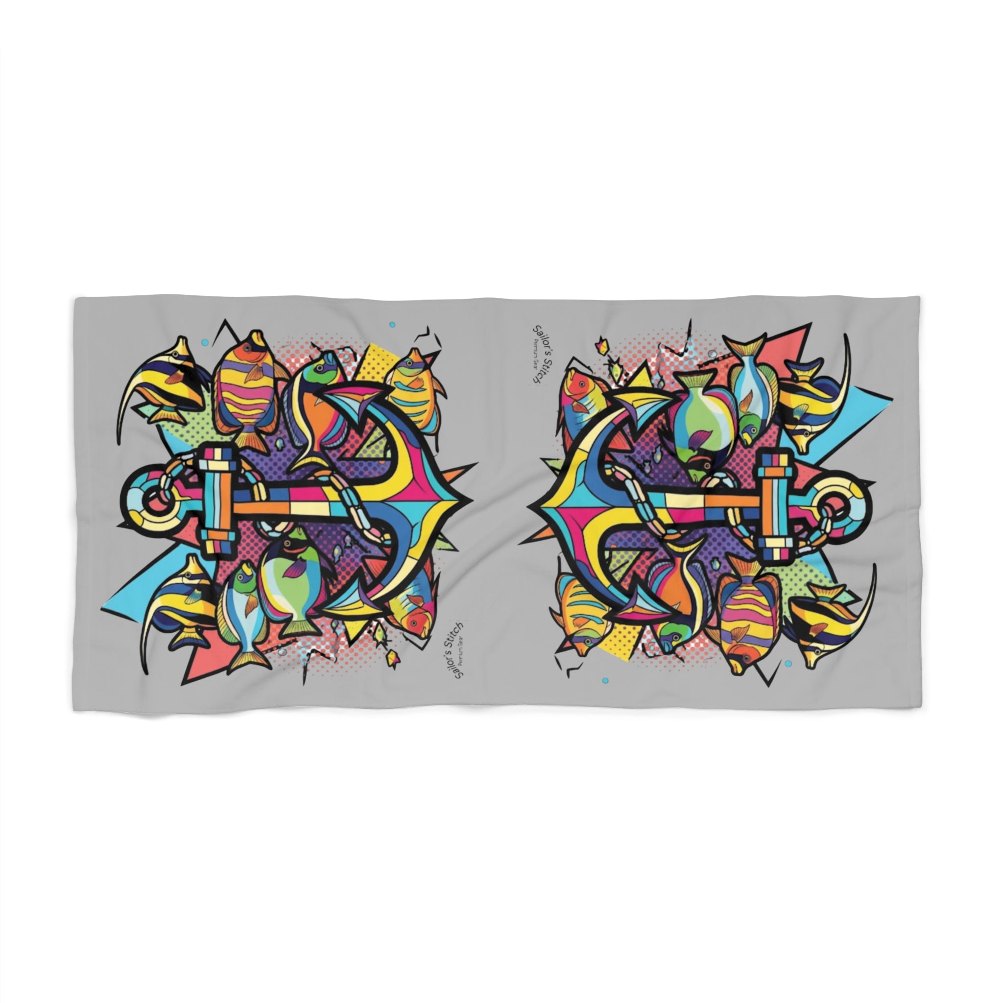 Pop Art Anchor Vibrant Beach Towel for Sun and Fun, Perfect for Sailing, Custom name option, Poolside Party Accessories, Beach Trips, and Gift Ideas
