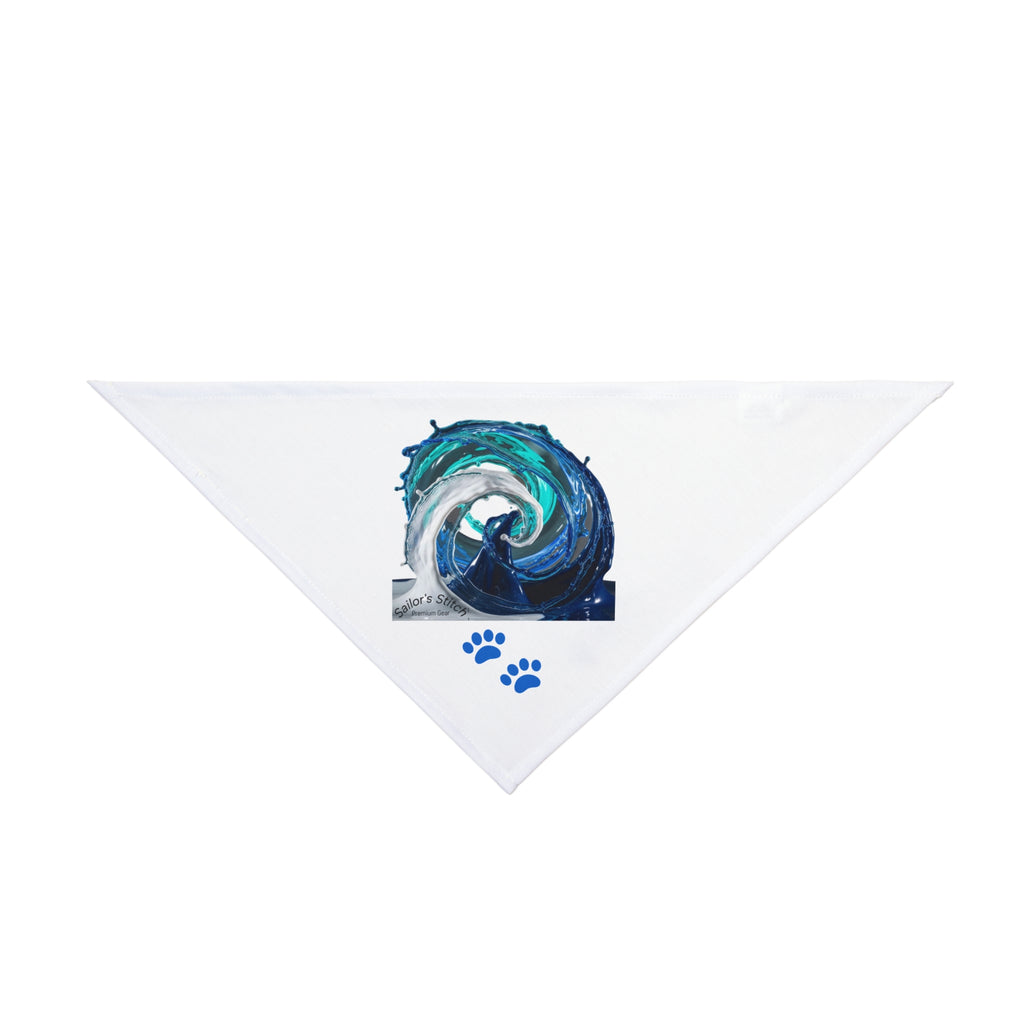 Wave Pet Bandana - Custom Pet Name option, Customizable Dog Bandana, Ocean Theme Puppy Scarf, Beach Design Pet Kerchief, Animal Lover, Nautical pet accessories