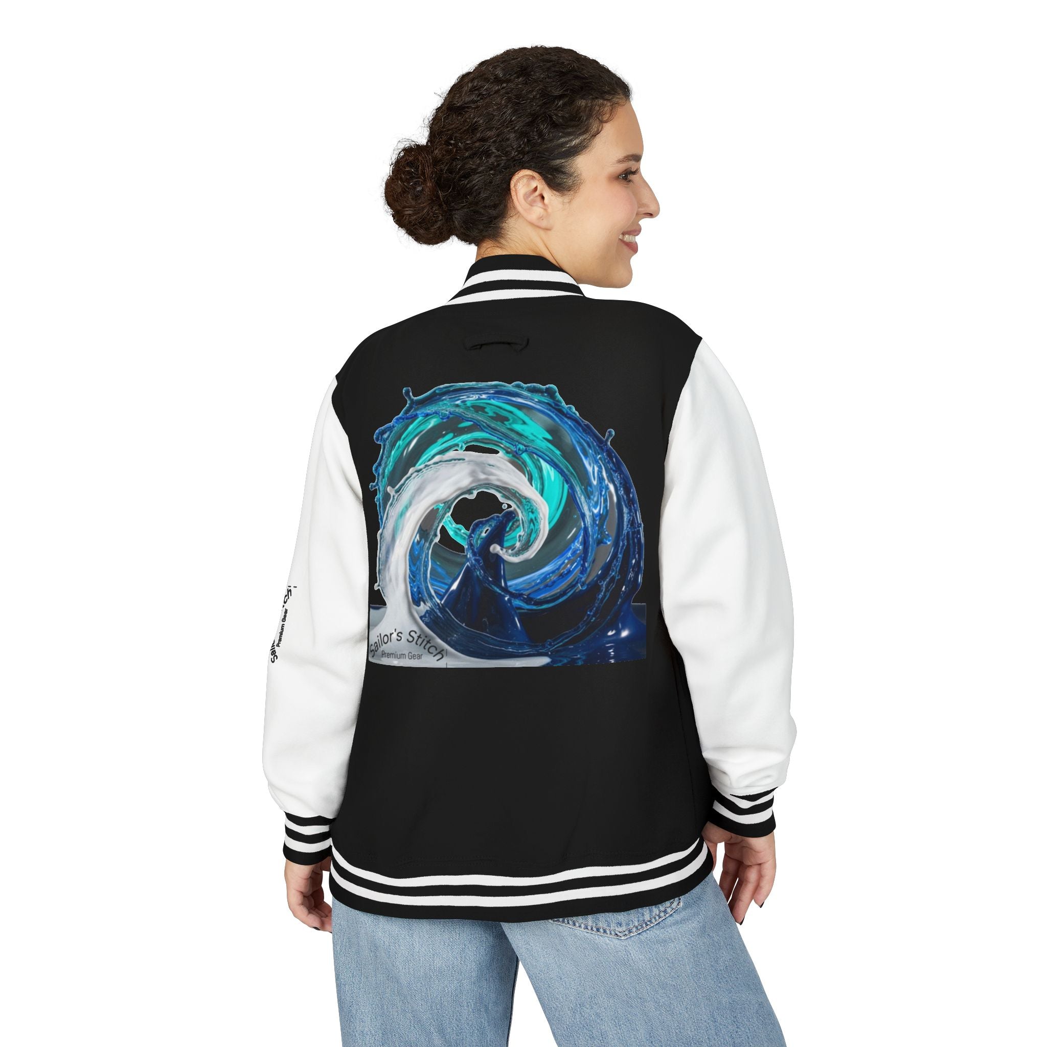 Jacket. Yacht Wake Design Outerwear,  Sailors Stitch Unisex Heavyweight Jacket with Retro Vibes, Nautical apparel, Sports Events, Casual Outings, and Gift Giving