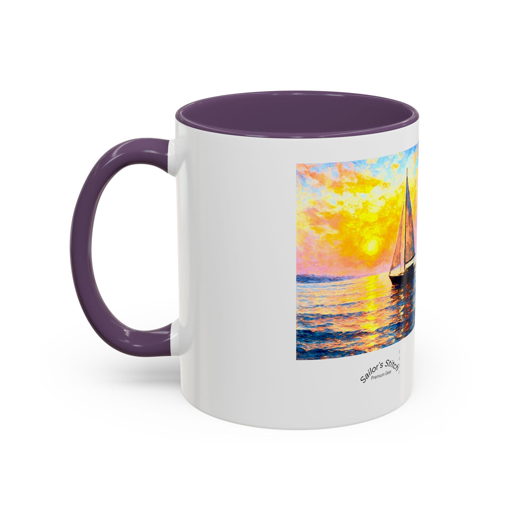 Sailing Sunset Coffee Mug, Nautical Tea Cup, Ocean Lover Gift, Boat Captain Kitchen Decor, Sailboat Ceramic Mug, Nautical Gift, Galley accessories