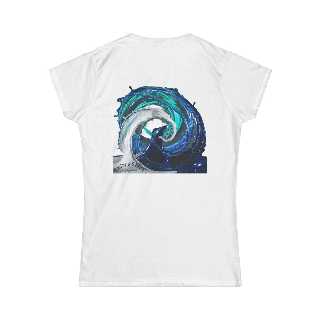 Women's Softstyle Sailing Wave Tee, Custom name option, Nautical Gift, Boat crew wear, Sailing apparel