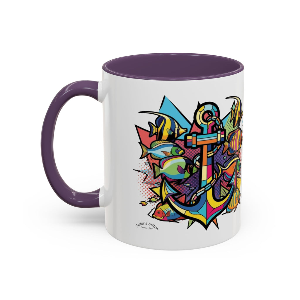 Pop Art Anchor Sailing Mug, Nautical Coffee Cup, Ocean Lover Gift, Sailboat Tea Mug, Maritime Kitchen Decor, Sailor Mugs, Beach Theme Cup, Galley accessories