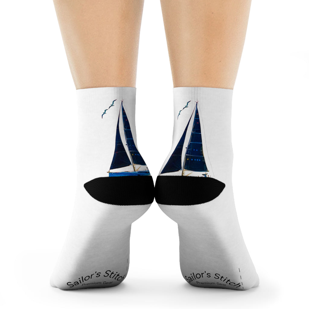 Cushioned Sailing Socks - choice of lengths crew, 3/4 or ankle socks, Nautical Gift, Cozy Footwear, Casual Wear, Sailing Lover Accessories, Unique Socks