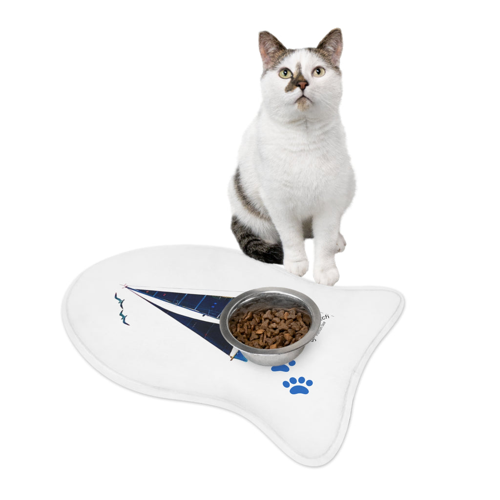 Yacht Design Pet Feeding Mat personalisable with pet name, Nautical pet accessories