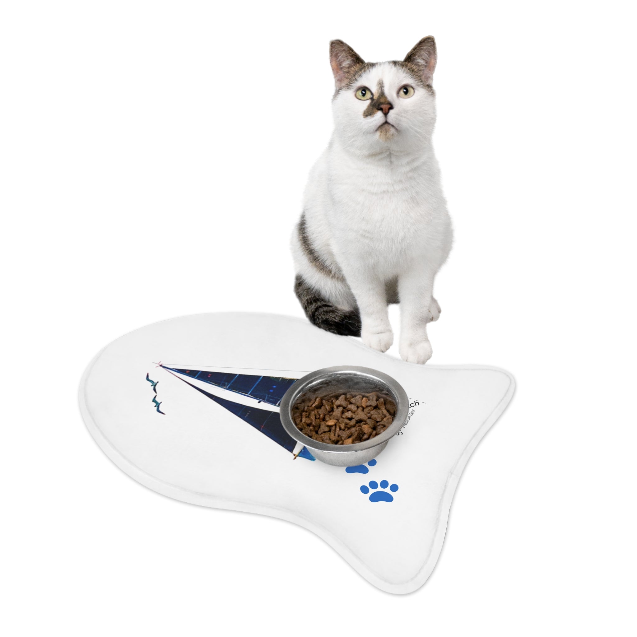 Yacht Design Pet Feeding Mat personalisable with pet name, Nautical pet accessories