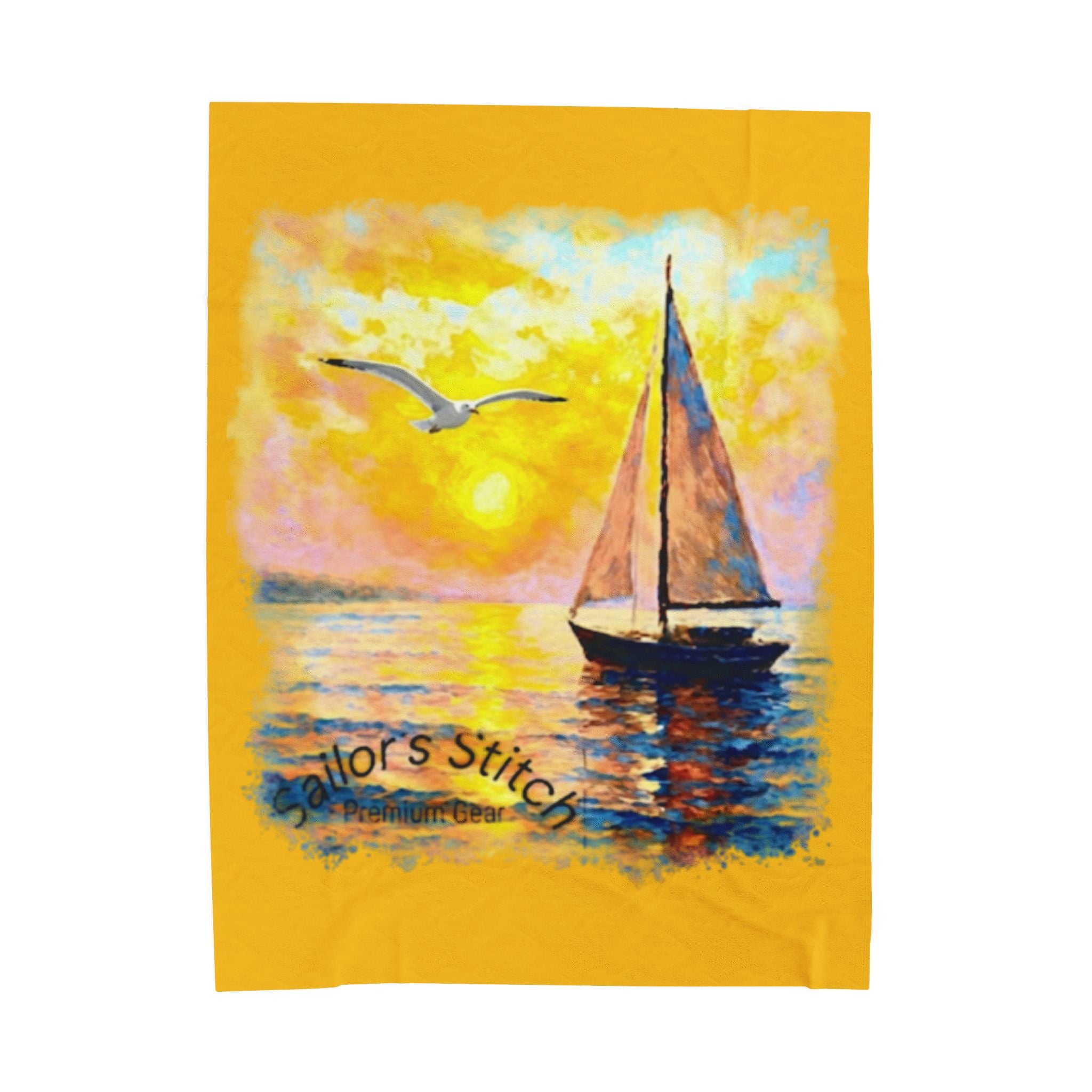 Sailing Sunset Velveteen Plush Blanket | Cozy Home Decor, Nautical Gift, Beach Blanket, Warm Throw, Relaxation Essential, Saloon & Cabin accessories