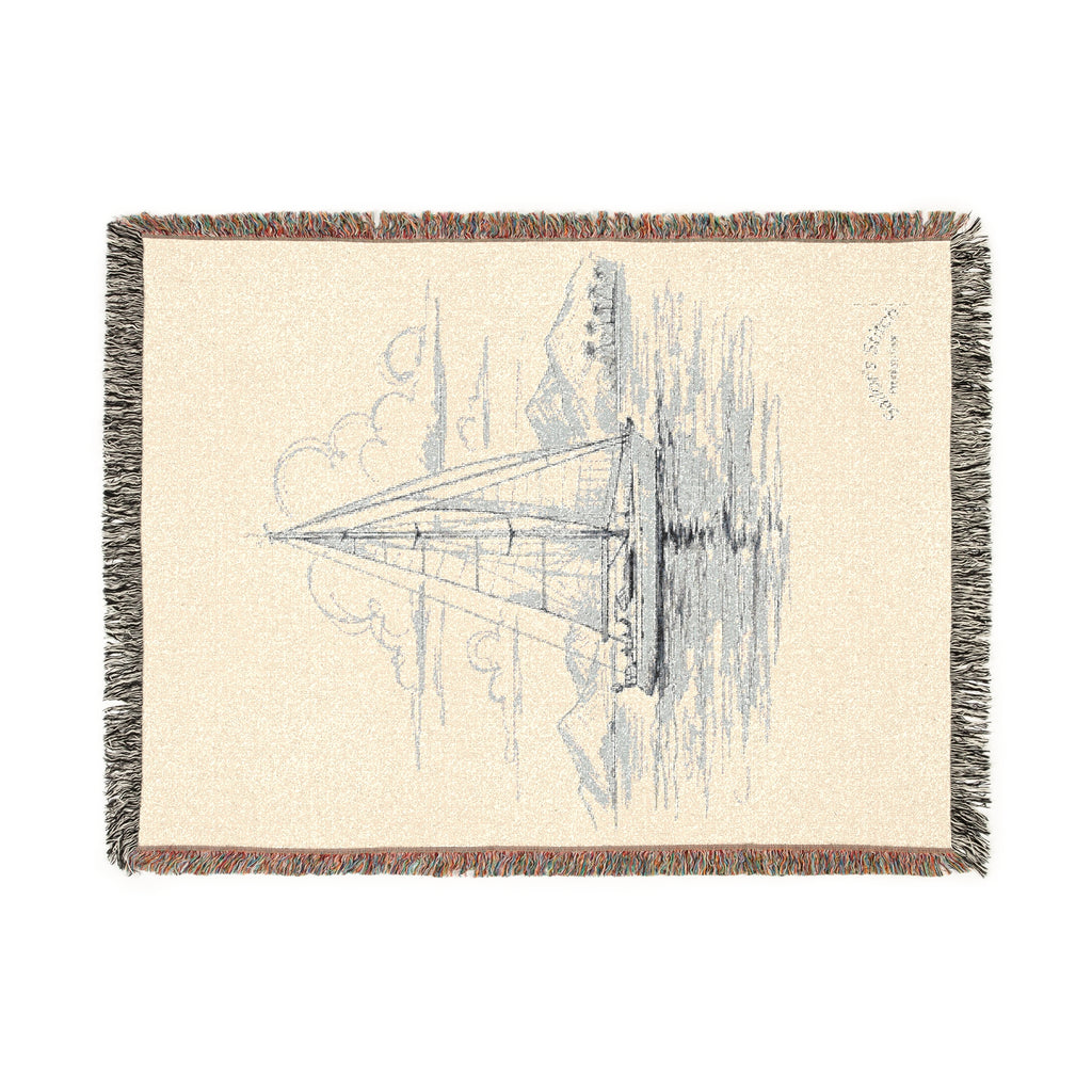 Nautical Woven Blanket with Scenic Bridge Design, Perfect for Home Decor, Gift for Nature Lovers, Cozy Nights, and Relaxation, Saloon & Cabin accessories