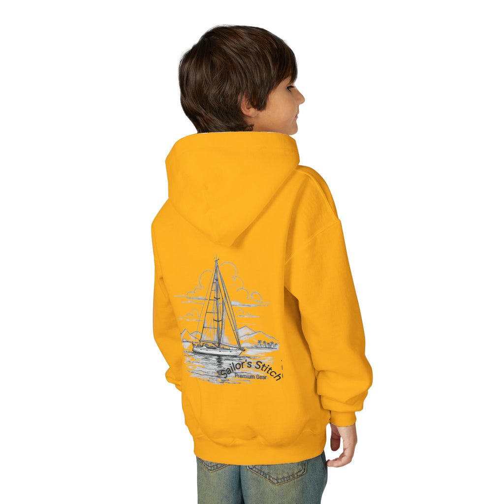 Youth Sailing Yacht, Double-sided print Sailing Heavy Blend Hoodie - Nautical Sweatshirt for Ocean Lovers, Sailors, Sea Enthusiasts - Boat Adventure Jumper, Maritime Pullover, Kids nautical apparel