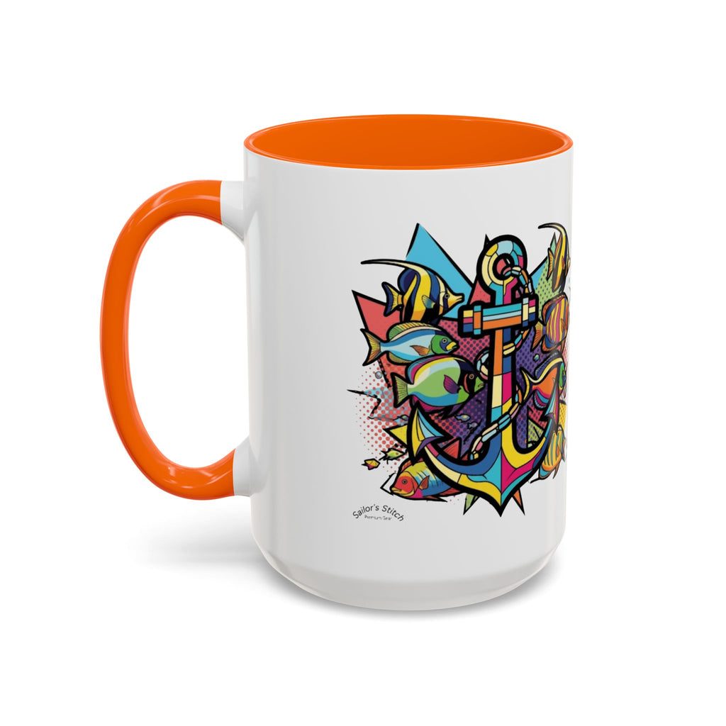 Pop Art Anchor Sailing Mug, Nautical Coffee Cup, Ocean Lover Gift, Sailboat Tea Mug, Maritime Kitchen Decor, Sailor Mugs, Beach Theme Cup, Galley accessories