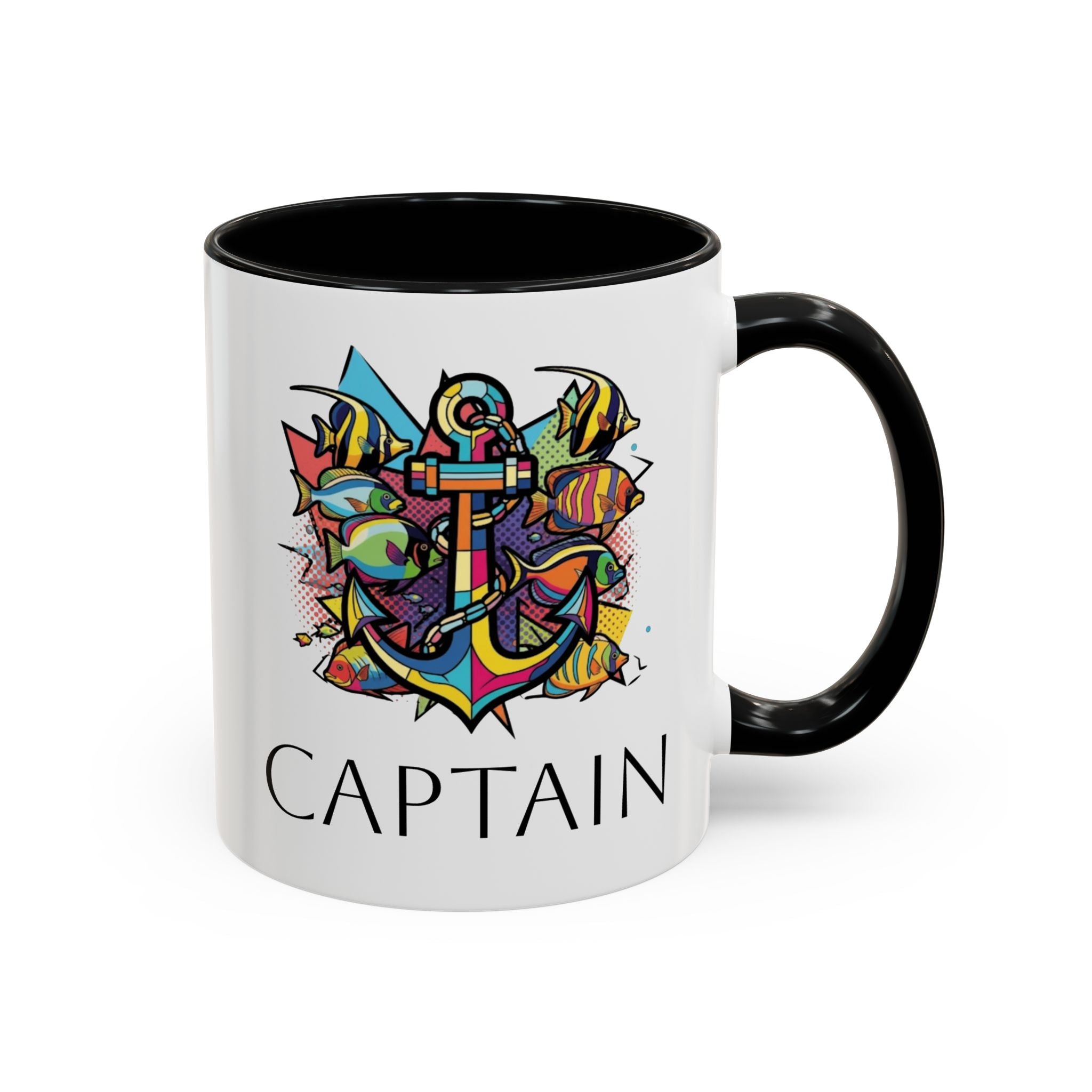 Sailors Pop Art Anchor Captain Mug, Nautical Coffee Cup, Sea Lover Gift, Ship Captain Tea Mug, Coastal Decor Kitchen Accessories