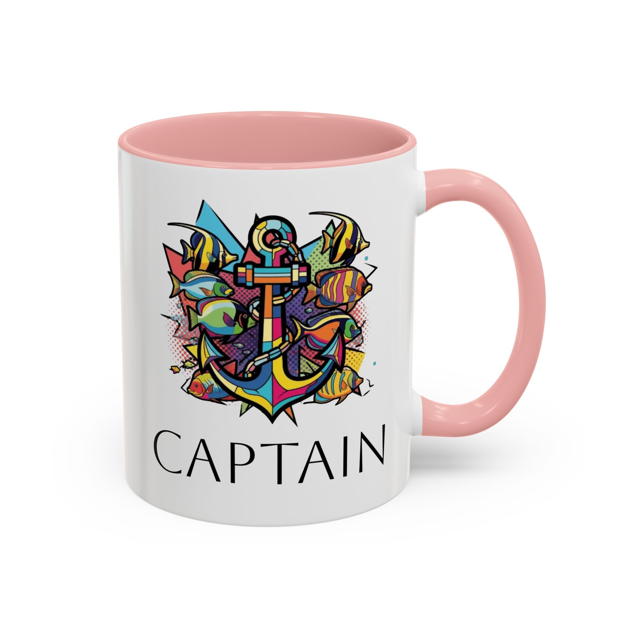 Sailors Pop Art Anchor Captain Mug, Nautical Coffee Cup, Sea Lover Gift, Ship Captain Tea Mug, Coastal Decor Galley Accessories