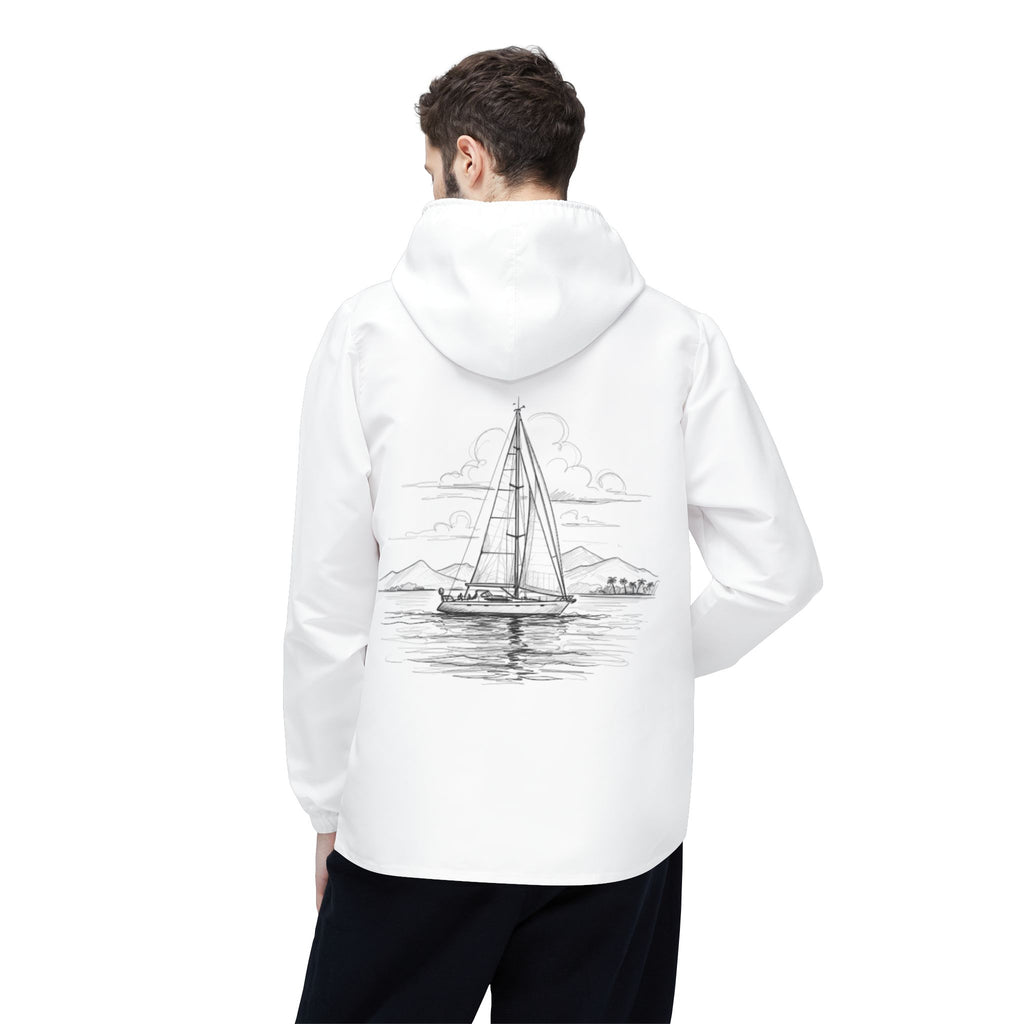 Jacket. White Sailors Yacht Windbreaker, Nautical Outerwear, Lightweight Coat, Sailboat Apparel, Boating Gear, Nautical apparel