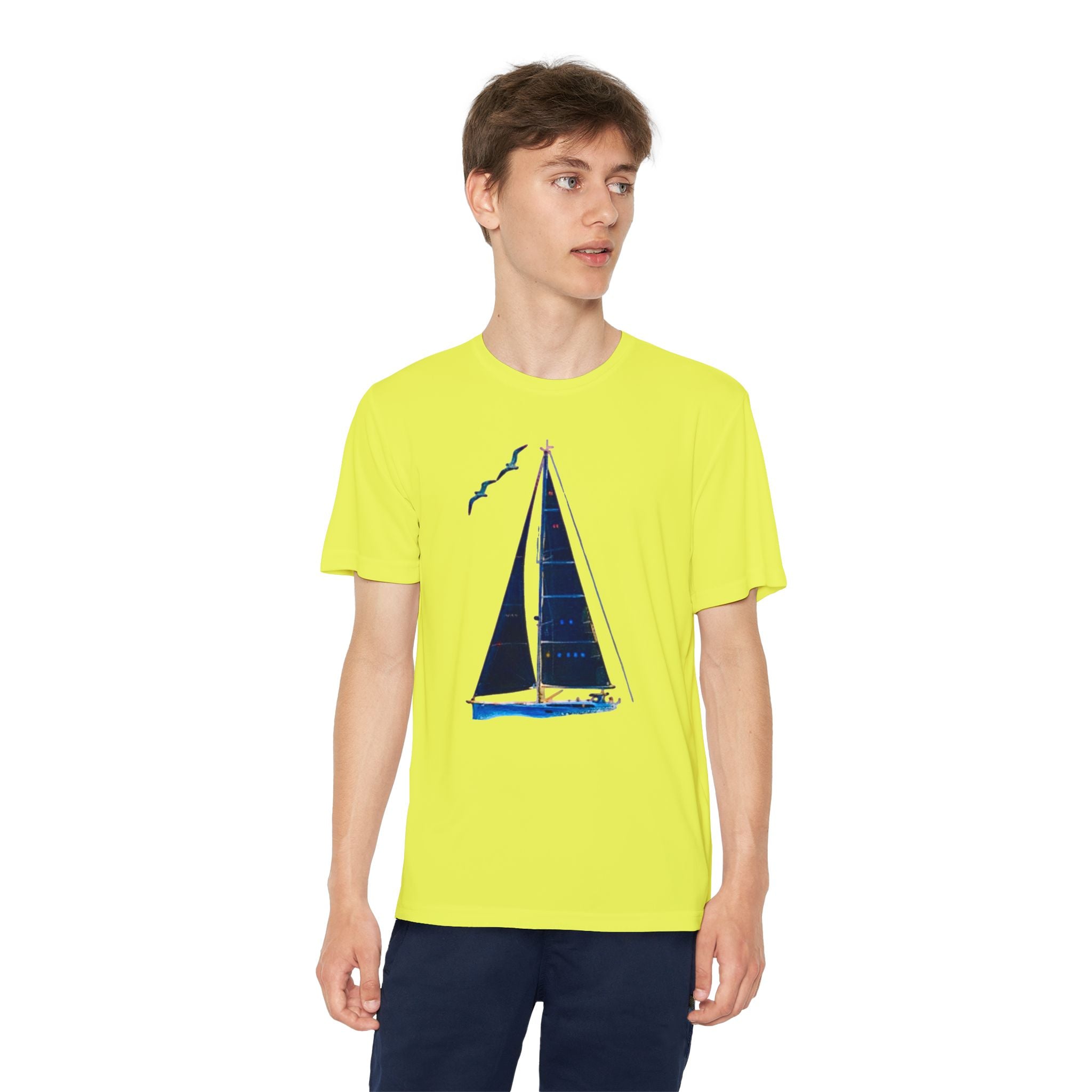 Youth Neon Visibility Sailing Safety Boat Tee, Youth Competitor T-Shirt, Sporty Regatta Top, Summer Boating Shirt, Sailboat Racing Apparel