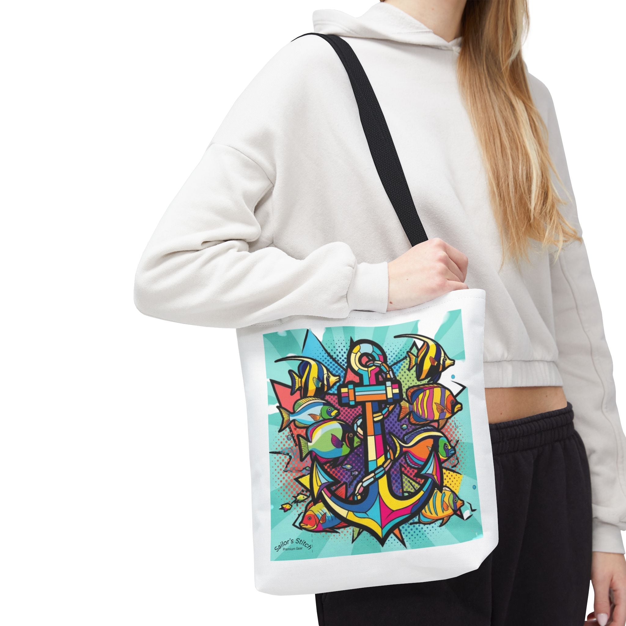 Vibrant Pop Art Anchor Tote Sack Bag, Beach Bag, Summer Accessory, Nautical Gift, Reusable Shopping Tote, Art Print Handbag, Nautical accessories, Sailor’s sack bag,