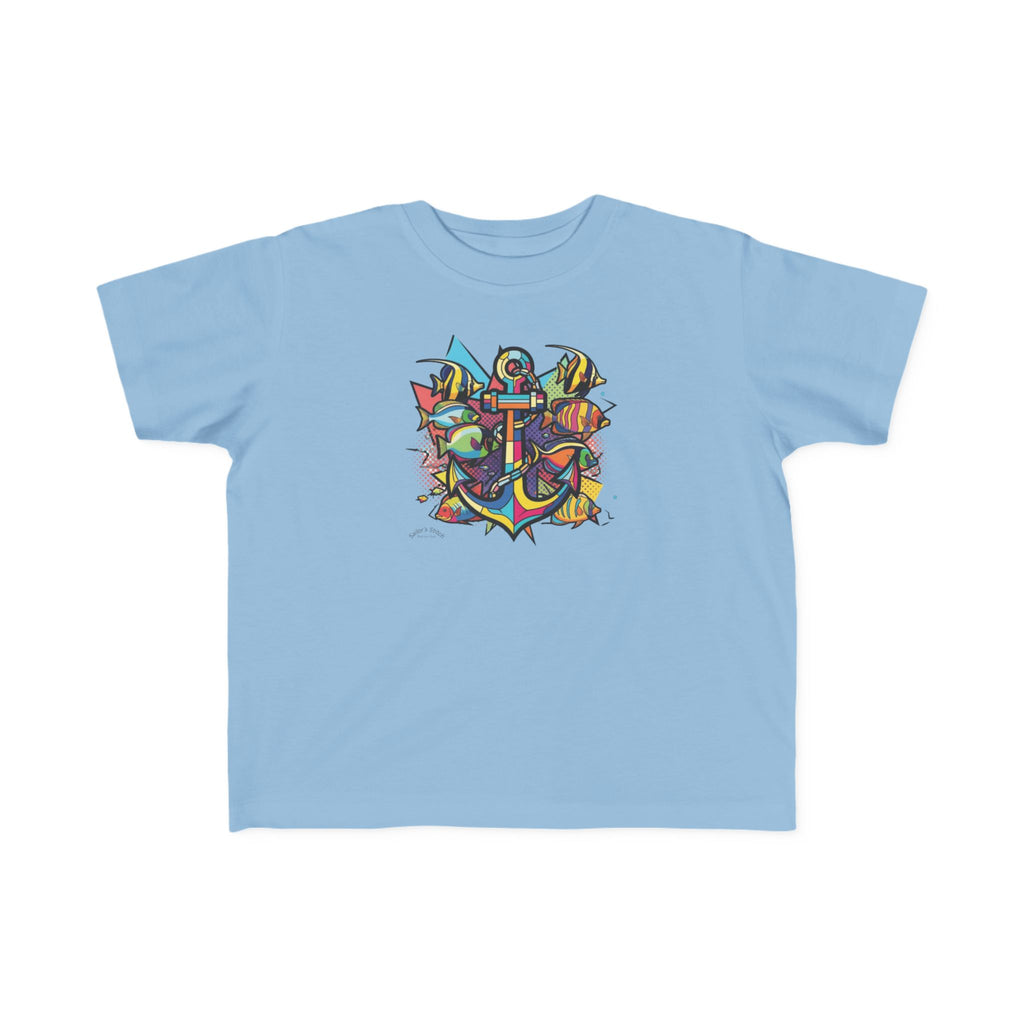 Pop Art Anchor & Fish Themed Toddler Tee | Nautical Adventure Tee, Custom name option, Youth tee, Toddler gift, Youth Sailor gift
