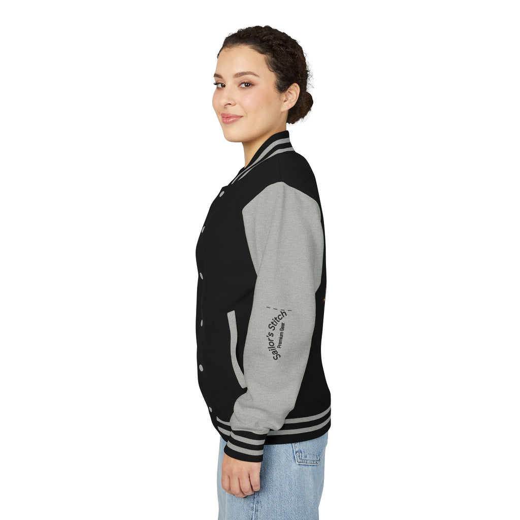 Jacket. Yacht Anchor Pop Art Sailors Stitch Outerwear, Unisex Heavyweight Letterman Jacket Retro, Nautical apparel, Sports Events, Casual Outings, and Gift Giving
