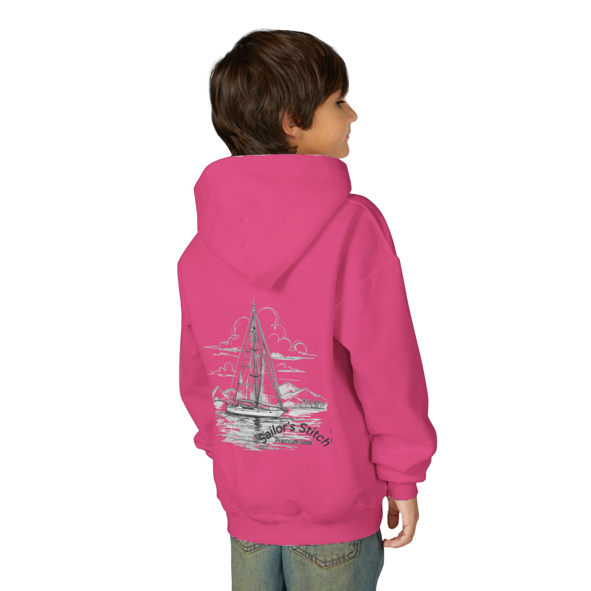 Youth Sailing Yacht, Double-sided print Sailing Heavy Blend Hoodie - Nautical Sweatshirt for Ocean Lovers, Sailors, Sea Enthusiasts - Boat Adventure Jumper, Maritime Pullover, Kids nautical apparel
