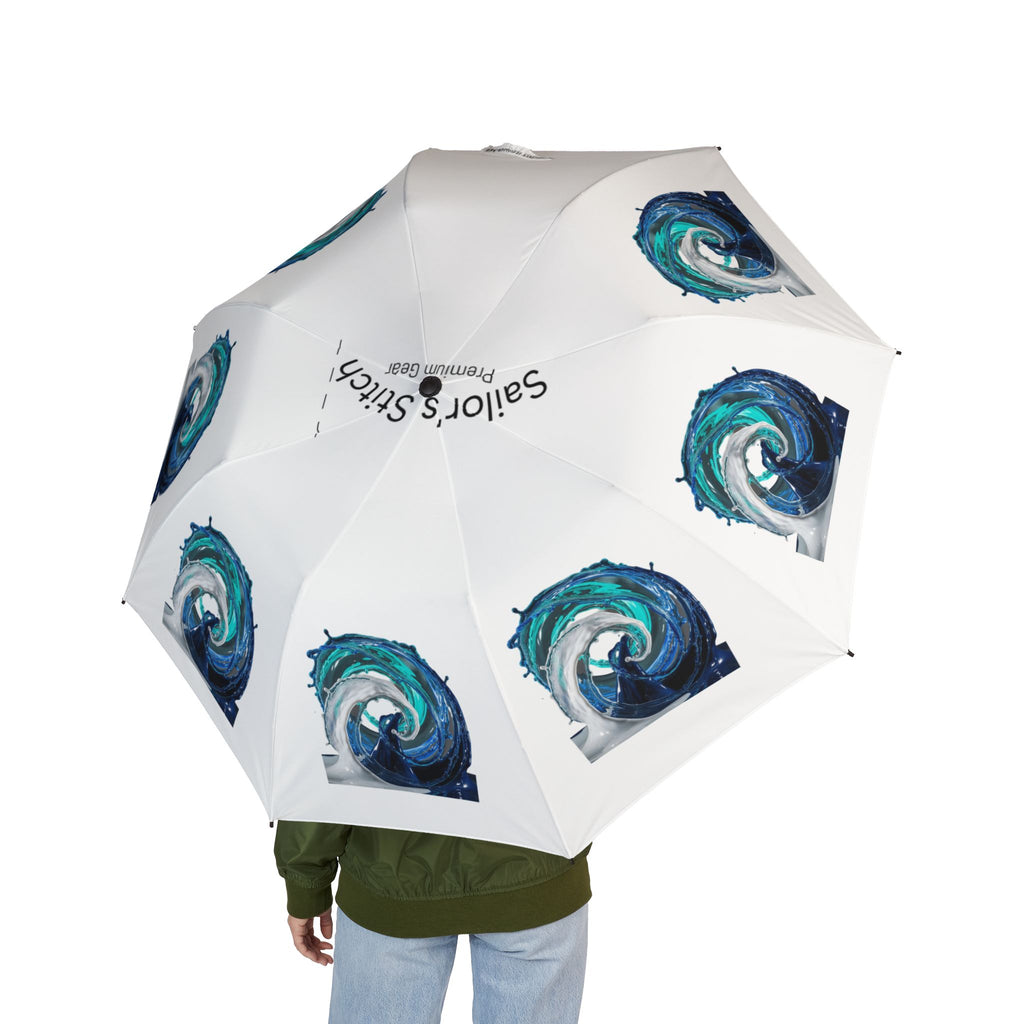 Umbrella, Vibrant Wave Design, Colorful Rain Parasol, Foldable Travel Canopy, Automatic Folding Compact Sunshade, Windproof Portable Shelter Accessories