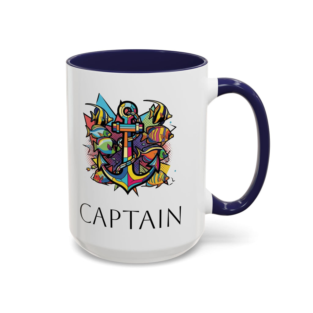 Sailors Pop Art Anchor Captain Mug, Nautical Coffee Cup, Sea Lover Gift, Ship Captain Tea Mug, Coastal Decor Galley Accessories