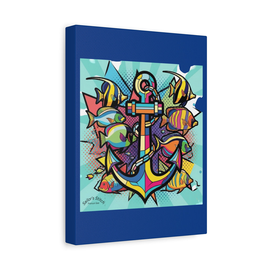 Anchor Pop Art Canvas Wall Art - Pop Art Anchor Sailing, Custom name option, Nautical Home Decor Accessories