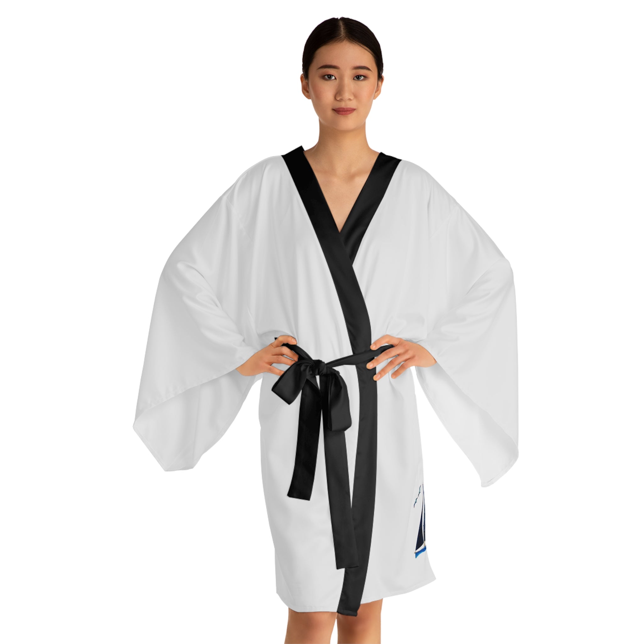Ocean Wave Long Sleeve Kimono Robe, Beach Cover-Up, Spa Day Robe, Unique Gift for Her, Summer Kimono, Relaxation apparel