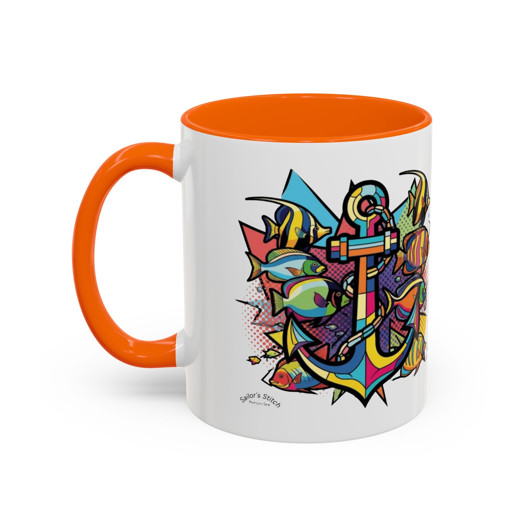 Pop Art Anchor Sailing Mug, Nautical Coffee Cup, Ocean Lover Gift, Sailboat Tea Mug, Maritime Kitchen Decor, Sailor Mugs, Beach Theme Cup, Galley accessories