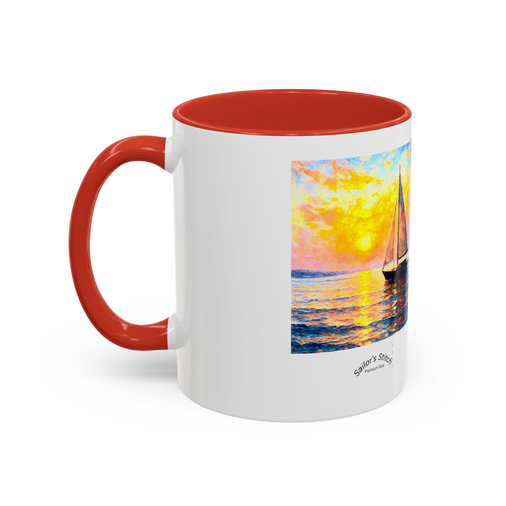 Sailing Sunset Coffee Mug, Nautical Tea Cup, Ocean Lover Gift, Boat Captain Kitchen Decor, Sailboat Ceramic Mug, Nautical Gift, Galley accessories
