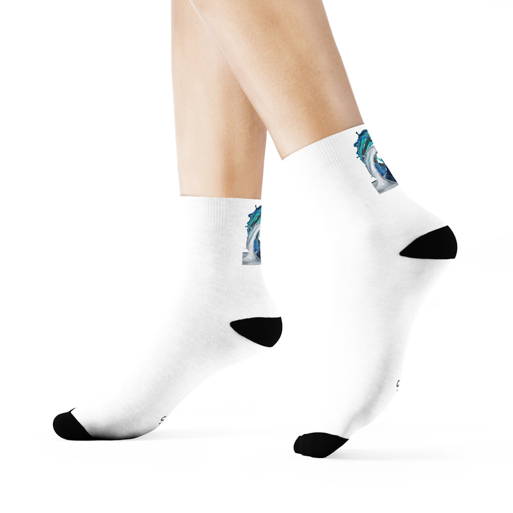 Vibrant Sailing Wave Crew Socks - Nautical apparel, Cozy Footwear, Casual Wear, Sailing Lover Accessories, Unique Socks