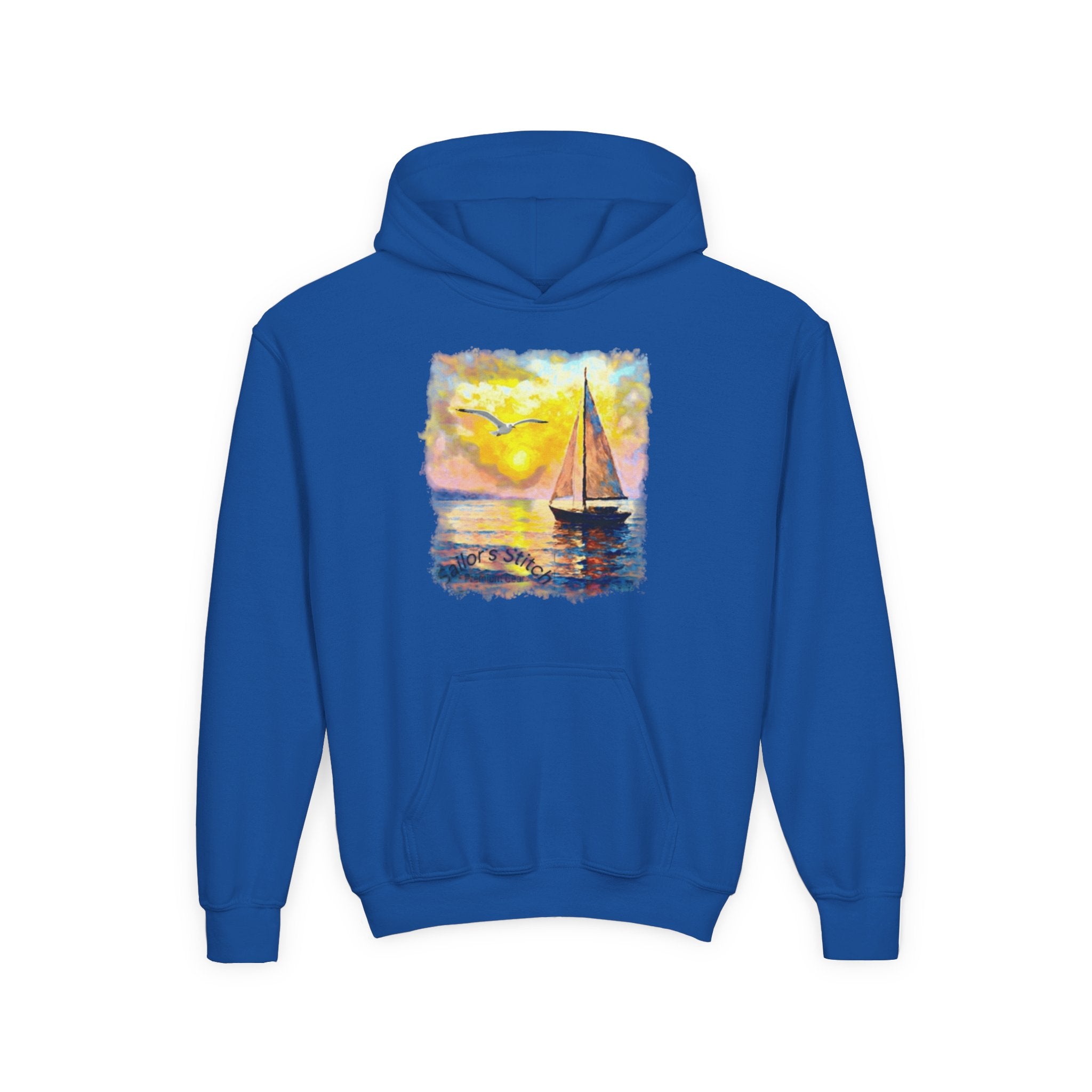 Youth Sailing Yacht, Double-sided print Sailing Heavy Blend Hoodie - Nautical Sweatshirt for Ocean Lovers, Sailors, Sea Enthusiasts - Boat Adventure Jumper, Maritime Pullover, Kids nautical apparel