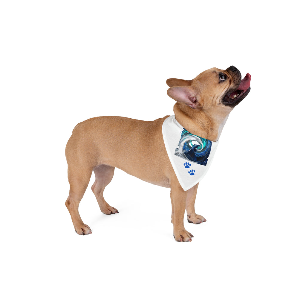 Wave Pet Bandana - Custom Pet Name option, Customizable Dog Bandana, Ocean Theme Puppy Scarf, Beach Design Pet Kerchief, Animal Lover, Nautical pet accessories