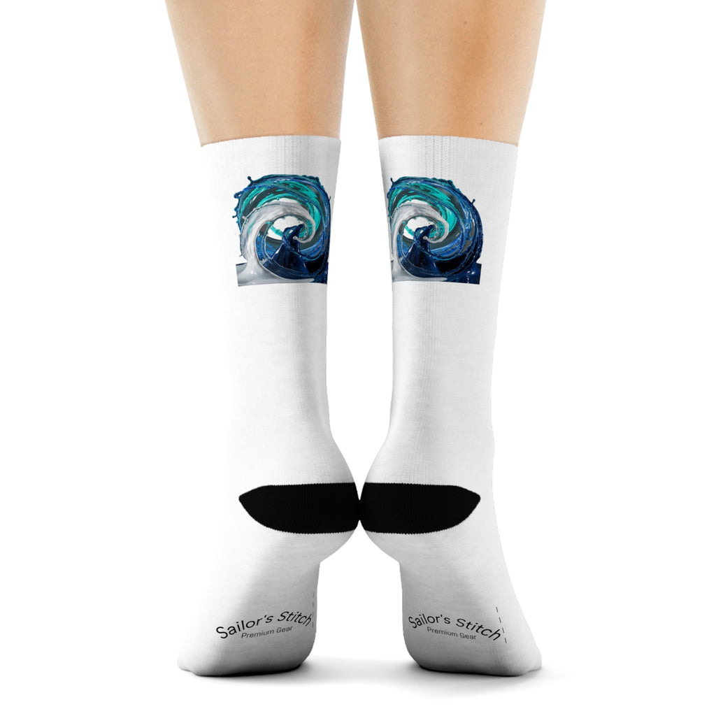 Vibrant Sailing Wave Crew Socks - Nautical apparel, Cozy Footwear, Casual Wear, Sailing Lover Accessories, Unique Socks