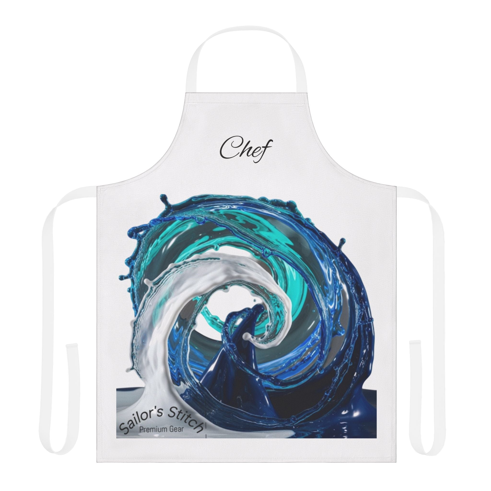 Wave Design Chefs Apron Boat Galley Kitchen Cooking Apron - Nautical Boat Chef Apron, Customisable, Adjustable BBQ Apron, Gift for Sailors, Boat galley accessories