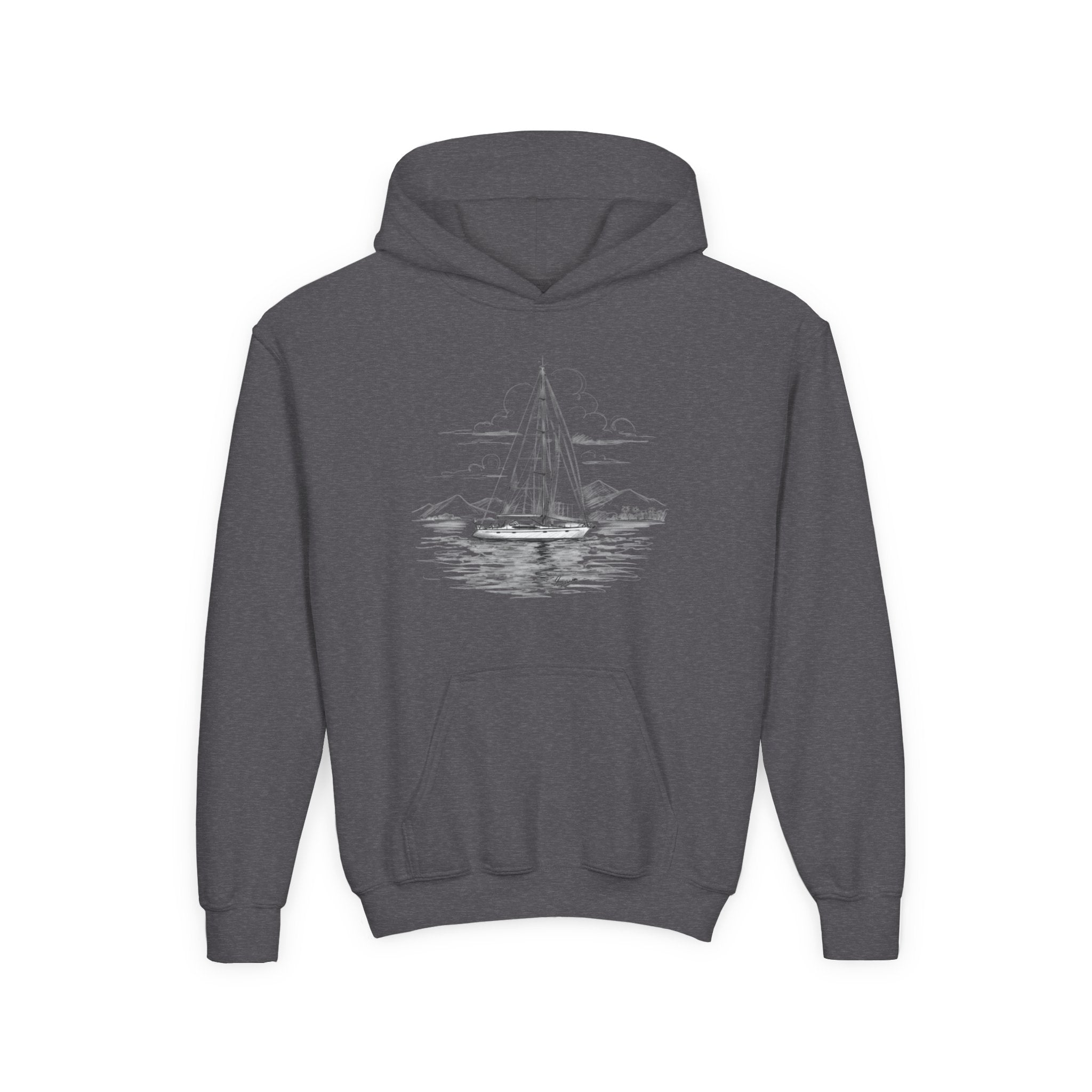 Junior Sailing Heavy Blend Hoodie - Nautical Sweatshirt for Ocean Lovers, Sailors, Youth Sea Enthusiasts - Boat Adventure Jumper, Maritime Pullover, Kids nautical apparel